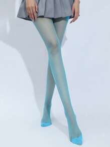 1 Pair Ultra-Thin Colored Stockings, Sexy Opaque Tights, Anti-Snag, Skinny, Transparent Candy Color Pantyhose