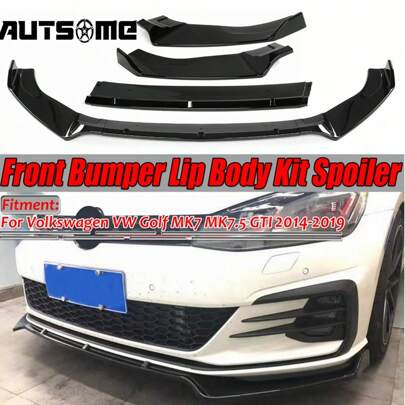Garniture noire brillante de couverture de diffuseur de becquet de séparateur de lèvre de pare-chocs avant de voiture  pour VW pour Golf MK7 MK7.5 GTI 2014-2019