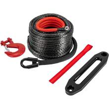 SHZICMY 1/2" X 92FT Synthetic Winch Rope With Hook - 23,809 LBS Breaking Strength - Winch Cable With Protective Sleeve - Car Tow Recovery Cable - For 4WD Off-Road Vehicle Truck ATV UTV SUV (Black) - Black - View 2