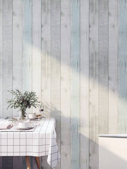 Artyuan Roll Vintage Distressed Wood Grain Peel Stick Wallpaper, Removable Self Adhesive Wallpaper Cabinets, Drawers, Indoor Wand (17.53 Inches Wide 32.8 Feet Long Blue) view 9