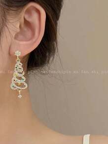 1 Paar farbenfrohe Weihnachtsbaum- und Quasten-Hängeohrringe im Weihnachtsstil, ausgefallene lange stilvolle Ohrringe mit glänzendem Sterndekor, Weihnachtsgeschenk