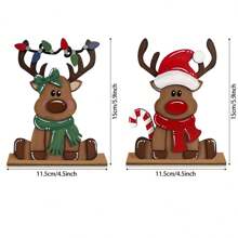 1/2/190 Set Stampa Natalizia in Legno Renna Rossa, Decorazione Candy Cane per Casa, Tavolo, 1/2/190 Set Decorazione Natalizia in Legno a Più Ripiani con Renne e Babbo Natale per Negozio, Mercato, Bar, Scrivania