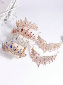 1pc Girls' Christmas Rhinestone Crown Headband, Glamorous & Shiny