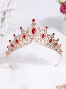 1pc Girls' Christmas Rhinestone Crown Headband, Glamorous & Shiny