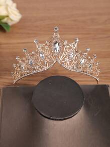 1pc Girls' Christmas Rhinestone Crown Headband, Glamorous & Shiny