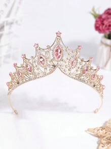 1pc Girls' Christmas Rhinestone Crown Headband, Glamorous & Shiny