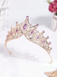 1pc Girls' Christmas Rhinestone Crown Headband, Glamorous & Shiny