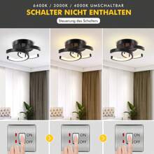OYAJIA LED Dimmbar Deckenleuchte, Modernes Design,  3-Farbige Decken-Lampe Dimmbar 3000-6000K,  Quadratische Deckenleuchte aus Schwarz weißem Acryl,Wohnzimmer Kinderzimmer Esszimmer Küche Büro,Flur Küchen Eingang