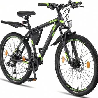 Licorne Bikes Licorne Bike Effect Premium Mountain Bike 26 Inch Wheels Black And Lime   Bicycle For Boys, Girls, Men And Women  21 Gear Speed   Front Suspension Mountain Bike