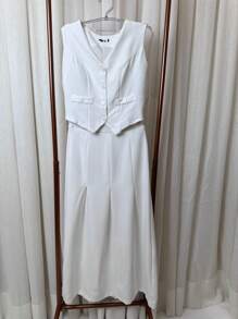 Vest Set With Tailored Skirt - 白色 - 查看 2