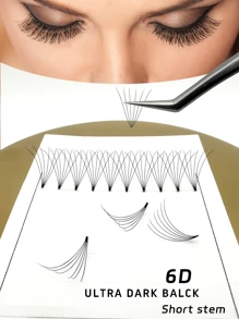 352Pcs 5D Eyelash Extension 3D/4D/6D Premade Fan Lashes, Short Stem, Super Black Color, D Curl, 0.07/0.10 Thickness, 8-15mm Mixed, Fluffy Eyelash Extension, Mink Lashes - C - View 6