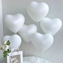 30 piezas de globos de látex en forma de corazón de color blanco o rojo, adecuados para decoración de fiestas con temática de San Valentín, boda, cumpleaños, aniversario, compromiso y otros eventos - Multicolor - Ver 1