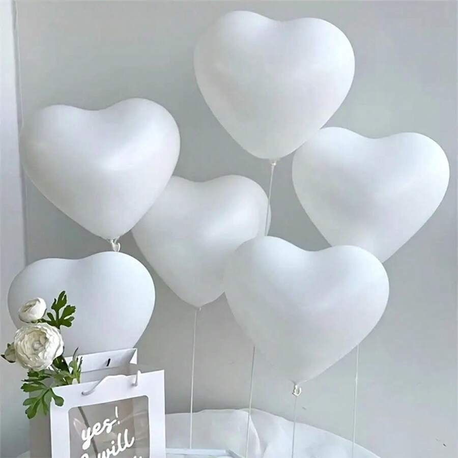 30 piezas de globos de látex en forma de corazón de color blanco o rojo, adecuados para decoración de fiestas con temática de San Valentín, boda, cumpleaños, aniversario, compromiso y otros eventos - Multicolor - Ver 1