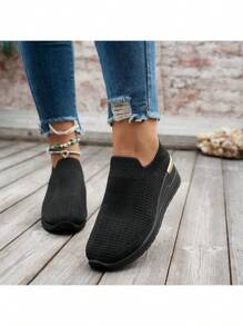 Zapatos de calcetín transpirables tejidos a mano de moda para hombres, cómodos y antideslizantes con suela suave - Blanco y Negro - Ver 5