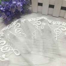 White Lace Trim Satin Ribbon Embroidered Fan-Shaped Lace, Suitable For Wedding Bridal Veil, Dress, Curtain Accessories - Multicolor - View 3