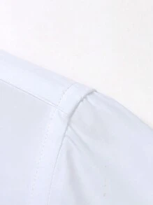 1 Stück Herren Langarm Formhemd mit einfarbigen Französischen Manschetten (Geschenk: Zufällige Manschettenknöpfe aus Metall)