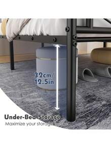 OYAJIA 3ft/4ft6/5ft Single/Double Bed Frame Solid Metal Bed Frame Modern Style With Large Storage Space Black - Black - View 5