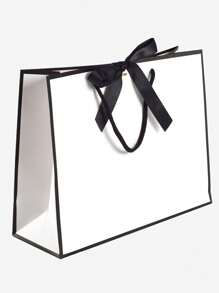 1个简约黑白蝴蝶结手提包，大号横框白卡礼品袋，礼品包装袋 - 彩色 - 查看 8