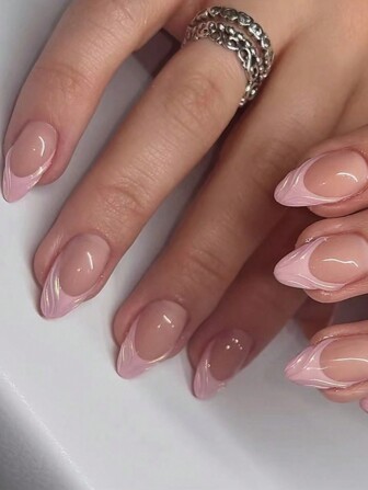 Set de 30 de unghii false scurte și simple în formă de migdală, potrivite pentru purtarea zilnică, pentru a vă spori eleganța, unghii tip presă, consumabile pentru unghii