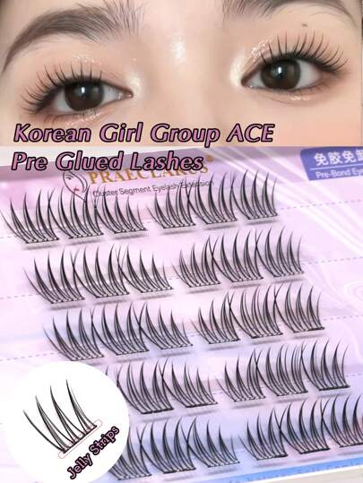 30Clusters C Curl No Glue Needed Eyelashes Korean Girl Group Glue Free Eyelash 11-13mm False Eyelash Press On Lashes Self Adhesive Eye Lash Reusable Long Lasting Japanese Makeup Thick And Natural Look Wispy Eyelash Extensions Gift For Women & Girl Individual Lashes Comfortable To Wear Without Irritationlash Clusters,Eyelash Clusters,Individual Eyelashes,Lashes,Fake Lashes