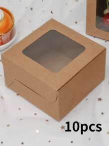 5pcs/10pcs Valentine's Day Macaroon Bakery Box, Dessert Box With Window, Cookie Box, Small Snack Box, Mini Cake Box, Suitable For Sweets, Strawberry, Pastry, Candy Packaging