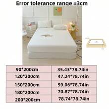 1 pieza Sábana ajustable de unicolor, sábana ajustable de tela de estilo moderno, adecuada para el dormitorio - Blanco - Ver 11