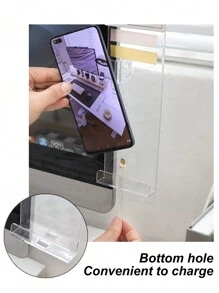 1 pieza Tablero de notas acrílico transparente/gris translúcido para monitor, diseño multifuncional con clip sin pegamento izquierdo/derecho, bloc de notas, almacenamiento de teléfono, tablero de mensajes para pantalla de computadora, adecuado para la temporada de regreso a clases, estudiantes, aprendizaje, negocios, escritorio de oficina - Multicolor - Ver 5