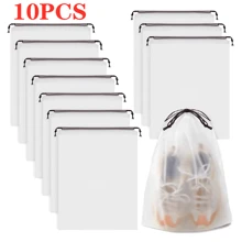 5/10 CÁI Túi đựng giày di động có dây rút đựng đồ lặt vặt Túi đựng đồ trang điểm du lịch chống thấm nước Túi đựng đồ bằng nhựa trong suốt có thể sắp xếp - trắng - Xem 13