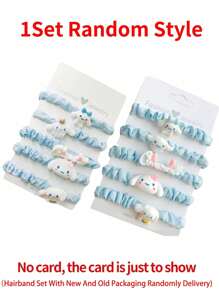 Sanrio Set da 5 pezzi di elastici per capelli a tema Hello Kitty, Kuromi, Cinnamoroll, My Melody, con decorazioni a forma di gatto adorabile, in stile cartone animato, colori candy, adatti per capelli da donna, per feste e uso quotidiano, accessori per capelli dolci (alcune parti potrebbero essere casuali)
