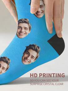 1 par de calcetines personalizados con cara, calcetines personalizados con foto, calcetines impresos personalizados, calcetines divertidos personalizados con cara, calcetines personalizados con imagen, pon cualquier cara en los calcetines, regalo de aniversario, regalo de San Valentín