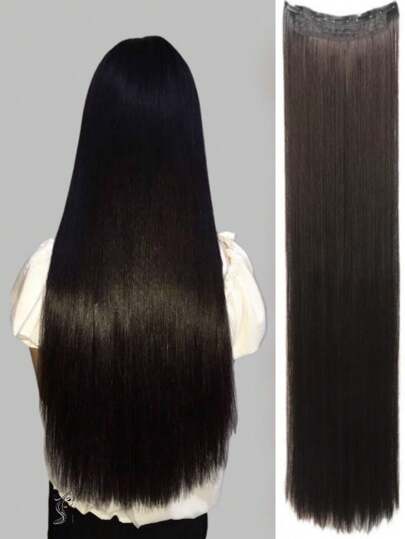 黑棕色、黑色、棕色超长直发，20-40 英寸 5 夹式耐热合成接发/假发，适合女士日常使用、音乐节、派对、角色扮演、圣诞节假期