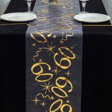 1 pieza Elegante tapete de mesa dorado chapado, adecuado para decoración de fiestas de cumpleaños de 18, 20, 40, 50, 60 años, aniversarios, jubilación, decoración de fiesta de feliz cumpleaños