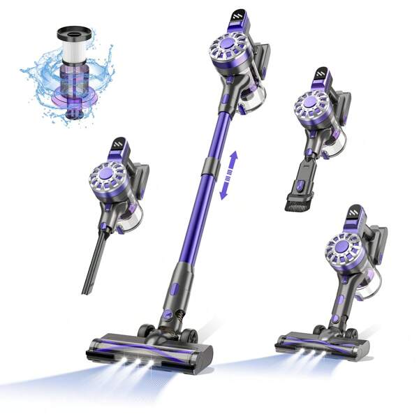 Kabelloser Staubsauger, Aufkleber-Staubsauger, Staubsauger mit 0,9 l Staubbehälter und 80.000 U/min bürstenlosem Motor, Stabstaubsauger mit großem abnehmbarem 2.200-mAh-Akku mit bis zu 35 Minuten Laufzeit V07, kabellose tragbare Heimreiniger, Handstaubsauger