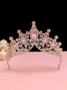 1pc Girls' Christmas Rhinestone Crown Headband, Glamorous & Shiny