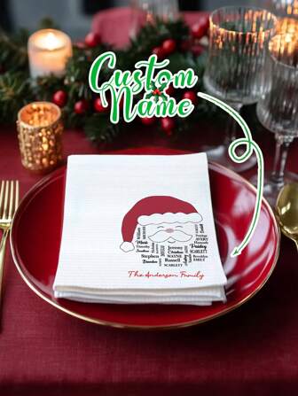 1 stuk gepersonaliseerde kerstservetten, gepersonaliseerde naamservetten, feestservetten, stoffen servetten, wafelstof, servetten met kerstmanmotief, baraccessoire, perfect voor de kerstvakantie, feestviering, het beste cadeau voor haar/hem, vriend, vriendin, beste vriend, ideaal voor Kerstmis
