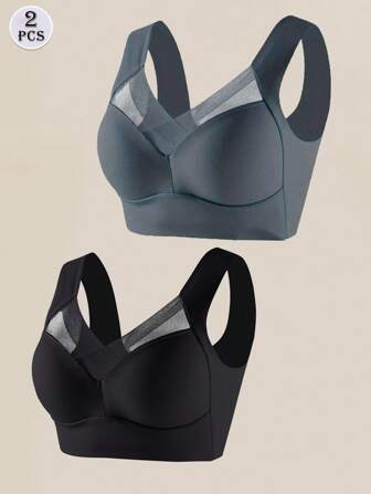 2 件装无缝胸罩女士露背内衣柔软亲肤无钢圈胸罩透气隐形胸罩女士无托槽舒适防下垂
