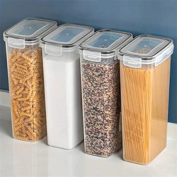 Recipiente de almacenamiento de alimentos a prueba de fugas y hermético con tapa - 96 oz, plástico, seguro para congelador para frutas, verduras y fideos - Esencial para la organización de la cocina
