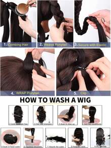 Elegant Ladies Ponytail, 28 Inches Long Straight Synthetic Hair, Multifunctional Elastic Wig - Suitable For All, Mixed Blonde/Brown/Red/Silver