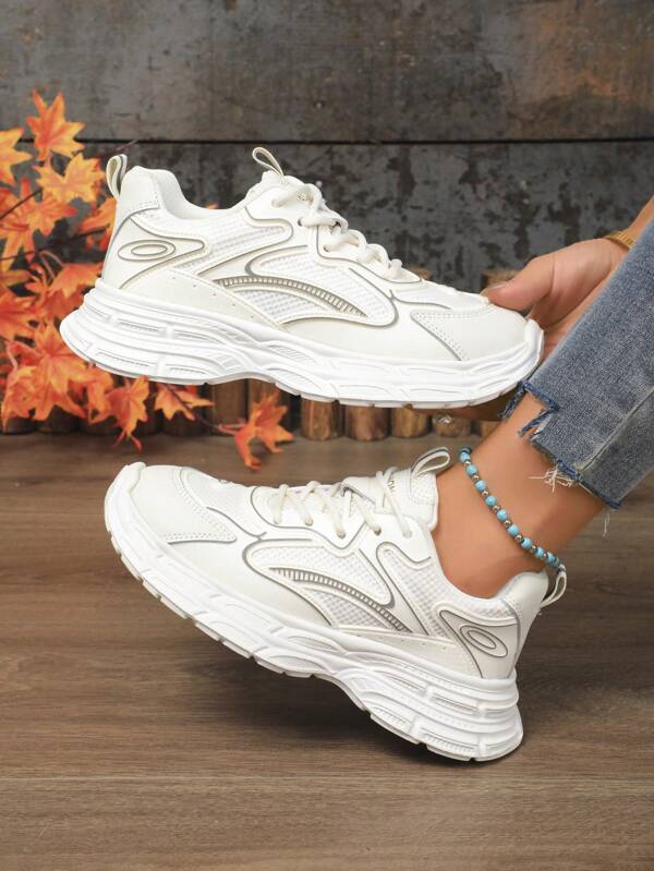 Women's Mesh Thick Sole Sports Sneakers - Breathable, Fashionable, Low-Top Running & Training Shoes - Casual Lace-Up Athletic Shoes - Suitable For Women - Fit For Running, Walking And Daily Wear - Women's Gradient Thick Sports Shoes - Fashionable Lace-Up Low-Top Running Training Shoes, All Match Athletic Shoes - Breathable Mesh And Rubber Outsole, Suitable For Casual And Sports Occasions - Perfect Gift For Fashionable Women