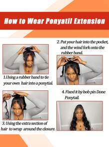 Pferdeschwanz Wellenförmige Remy Echthaar Clip-In Pferdeschwanzverlängerung, Brasilianische Echthaar-Extensions, schlaufenförmiger Pferdeschwanz-Clip, Naturfarbe für Frauen