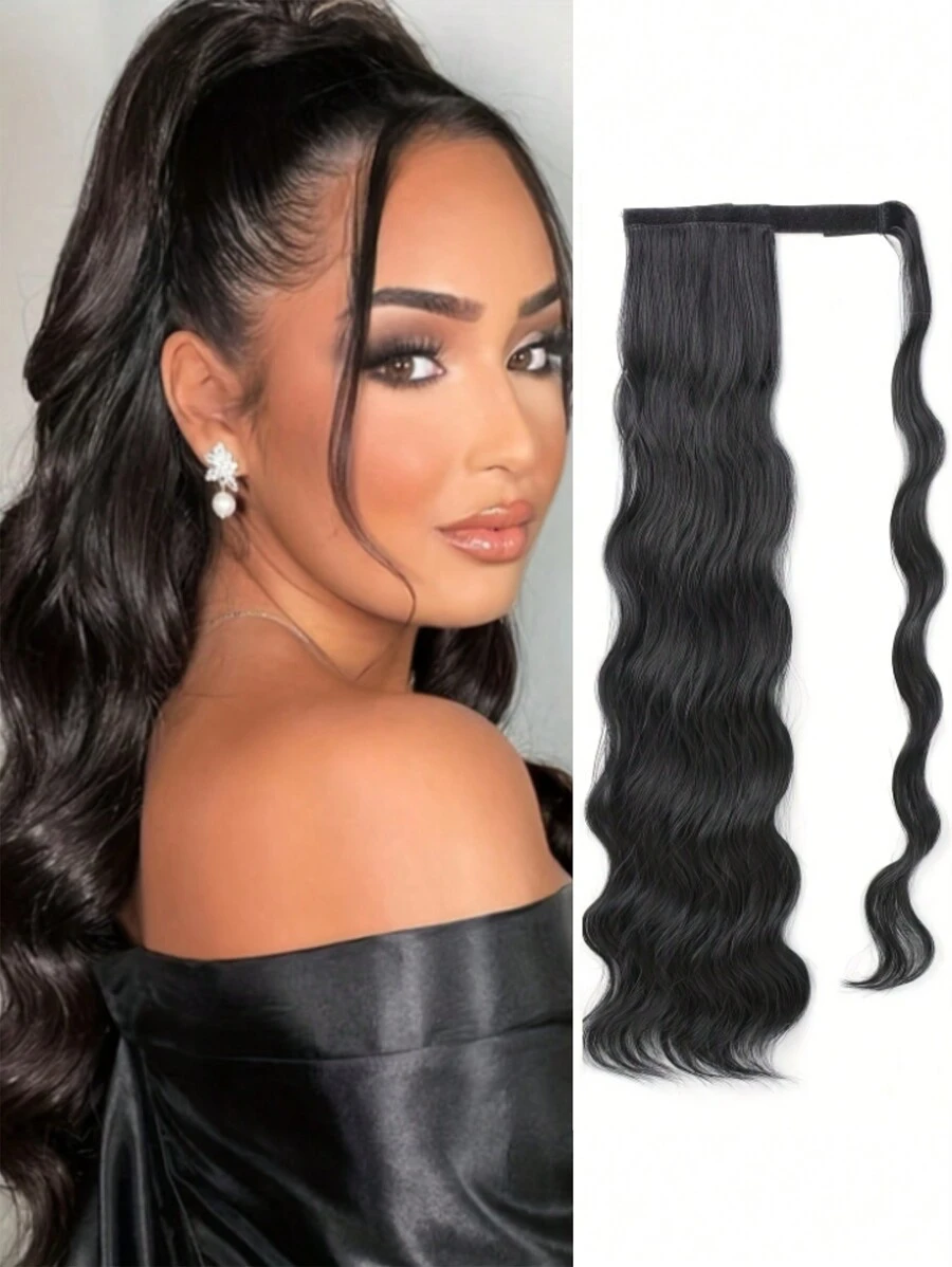 Pferdeschwanz Wellenförmige Remy Echthaar Clip-In Pferdeschwanzverlängerung, Brasilianische Echthaar-Extensions, schlaufenförmiger Pferdeschwanz-Clip, Naturfarbe für Frauen