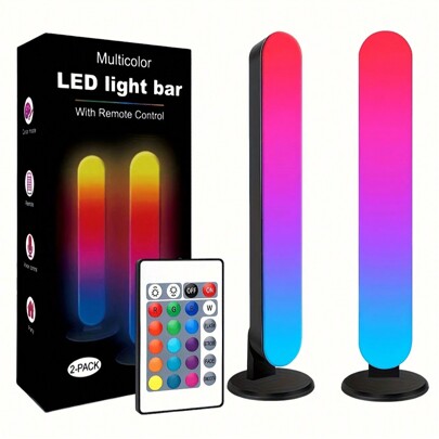RGB LEDストリップライト 24キーリモコン付き、ゲームライト、TVアンビエントバックライト、音楽に同期、RGB デスクランプ TV、PC、部屋、パーティー装飾 1個/2個入り