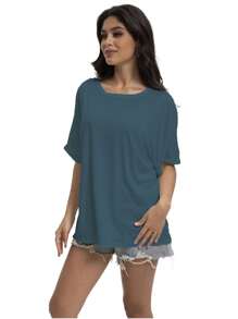 OUTBALL Women T-Shirt Oversized Loose Fit Workout Tops Short Sleeve Gym Basic Tee Shirt