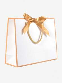 1个简约黑白蝴蝶结手提包，大号横框白卡礼品袋，礼品包装袋 - 彩色 - 查看 4