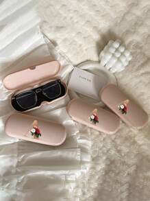 Creamy/Monet-Style Solid Color Glasses Case, New And Simple Design, Convenient And Portable With Waterproof And Dustproof Function (Small Size, Made Of Plastic Material) Initial Glasses Case Hard Shell - PU Leather Flower Gold Letter A-Z Flower Prints Pink Eyeglass Case