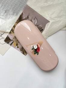 Creamy/Monet-Style Solid Color Glasses Case, New And Simple Design, Convenient And Portable With Waterproof And Dustproof Function (Small Size, Made Of Plastic Material) Initial Glasses Case Hard Shell - PU Leather Flower Gold Letter A-Z Flower Prints Pink Eyeglass Case