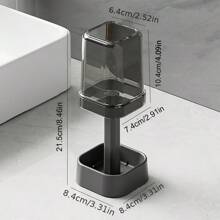 1 件高度可调牙刷架、学生宿舍浴室梳妆台套装、牙刷收纳盒、牙膏架、带盖化妆刷架、情侣漱口杯、旅行收纳盒、浴室配件家居浴室装饰秋季装饰返校 - 彩色 - 查看 14