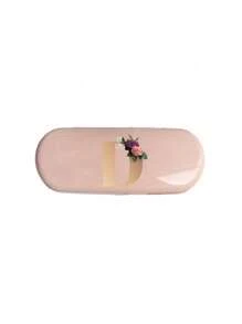 Creamy/Monet-Style Solid Color Glasses Case, New And Simple Design, Convenient And Portable With Waterproof And Dustproof Function (Small Size, Made Of Plastic Material) Initial Glasses Case Hard Shell - PU Leather Flower Gold Letter A-Z Flower Prints Pink Eyeglass Case