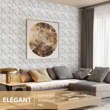 3D Wall Panel For Interior Wall Decoration, Water- And Oil-Resistant, PVC, Geometric Textured Wall Panel For Living Rooms, Halls, Bedrooms, Hotels, Offices, Black/White, 30 Cm X 30 Cm (Incl. Roll Of Wall Tape) - 菱角花 - 查看 10