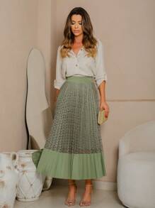 Angelica Lace Skirt - màu xanh lá - Xem 9